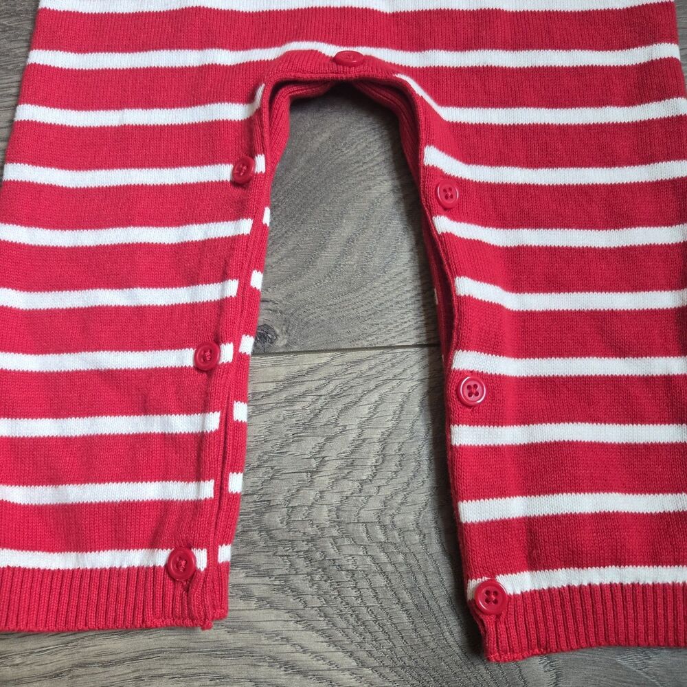 NWT Good Lad Baby Boy 12M Knit Sweater Romper Red Striped Hunk Cracker Barrel - Picture 2 of 10